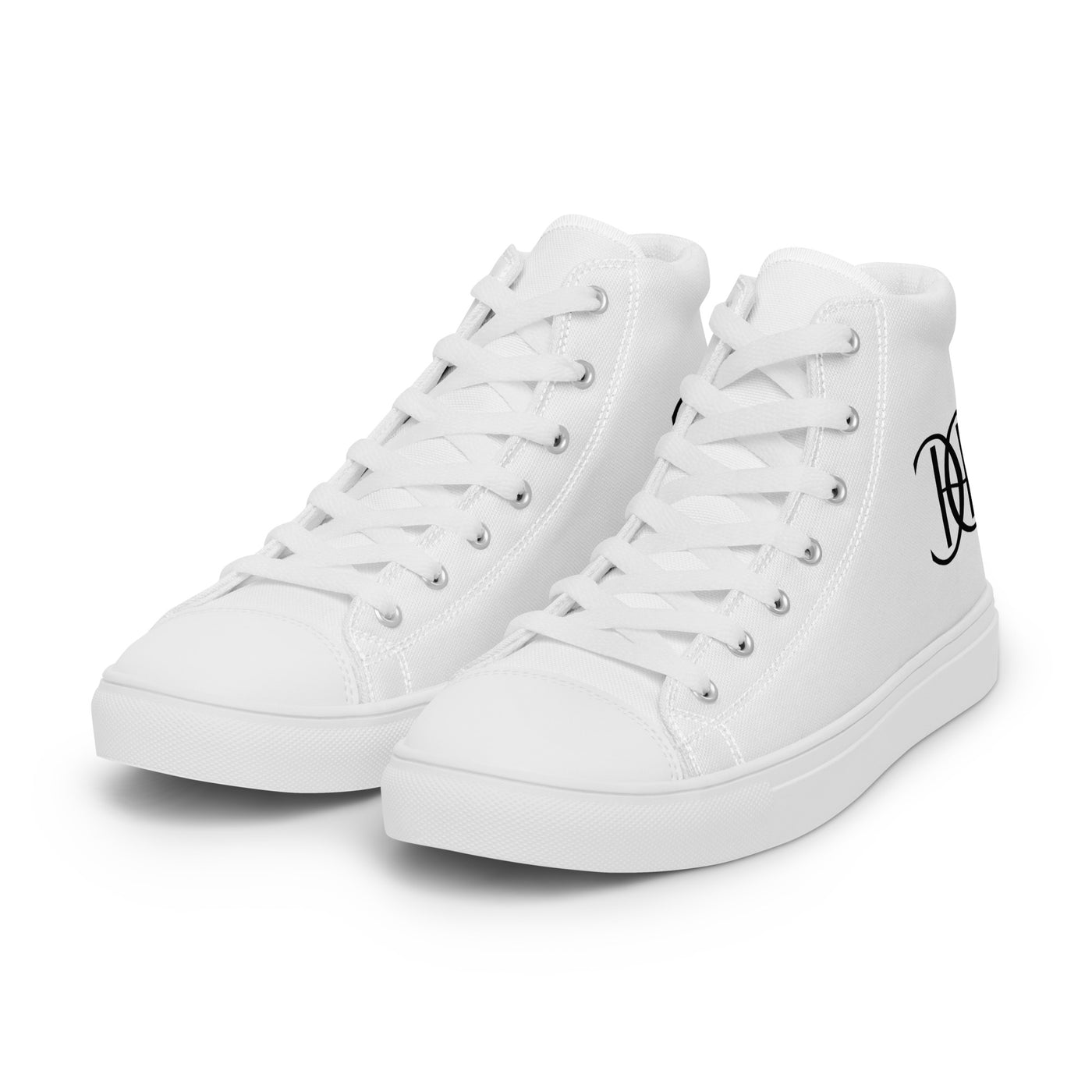 White high-top sneakers with black Cachy’s Urban logo and bold red heart design, available in multiple colours