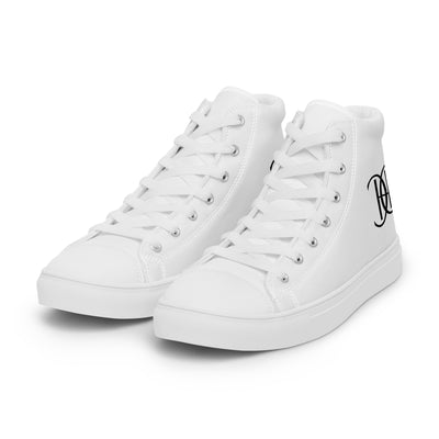 White high-top sneakers with black Cachy’s Urban logo and bold red heart design, available in multiple colours