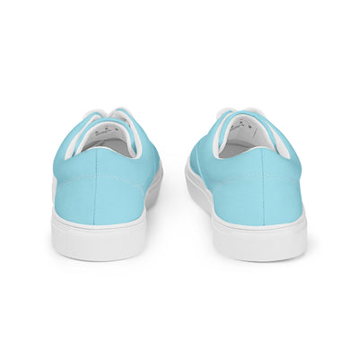 Sky Blue lace-up canvas sneakers with white laces, white soles, and Cachy’s Urban branded insoles